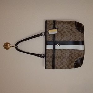 Coach Brown Signature Stripe F14477 Chelsea Heritage Shoulder Bag